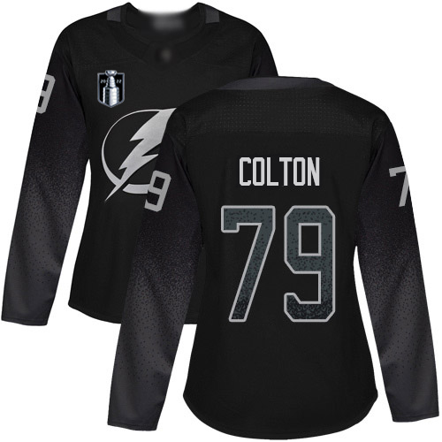 Adidas Tampa Bay Lightning #79 Ross Colton Black Women’s 2022 Stanley Cup Final Patch Alternate Authentic Stitched NHL Jersey Womens->tampa bay lightning->NHL Jersey