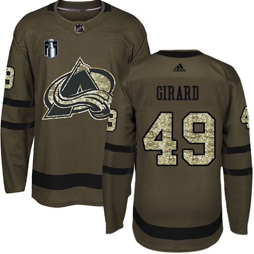 Adidas Colorado Avalanche #49 Samuel Girard Green Youth 2022 Stanley Cup Final Patch Salute to Service Stitched NHL Jersey Youth->youth nhl jersey->Youth Jersey