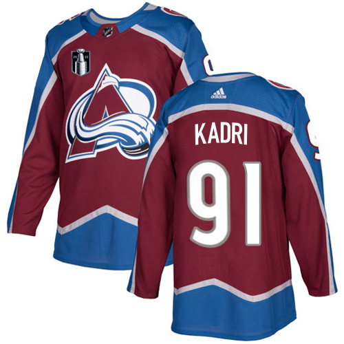 Adidas Colorado Avalanche #91 Nazem Kadri Burgundy Youth 2022 Stanley Cup Final Patch Home Authentic Stitched NHL Jersey Youth->colorado avalanche->NHL Jersey