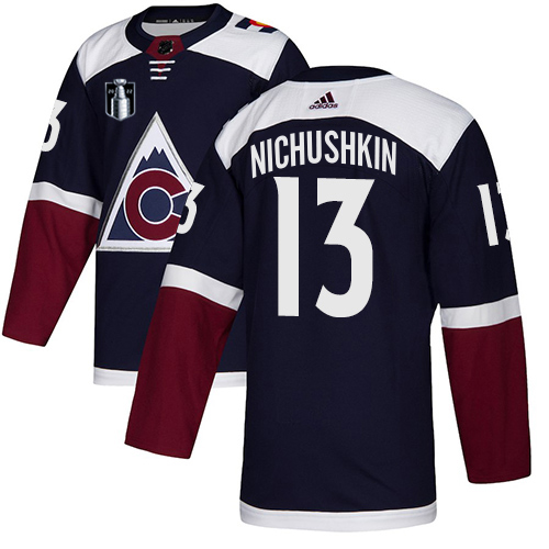 Adidas Colorado Avalanche #13 Valeri Nichushkin Navy Youth 2022 Stanley Cup Final Patch Alternate Authentic Stitched NHL Jersey Youth->youth nhl jersey->Youth Jersey