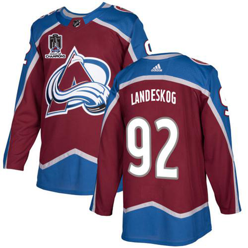 Adidas Colorado Avalanche #92 Gabriel Landeskog Burgundy Youth 2022 Stanley Cup Champions Burgundy Home Authentic Stitched NHL Jersey Youth->women nhl jersey->Women Jersey