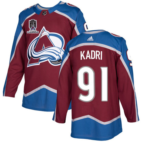 Adidas Colorado Avalanche #91 Nazem Kadri Burgundy Youth 2022 Stanley Cup Champions Burgundy Home Authentic Stitched NHL Jersey Youth->women nhl jersey->Women Jersey