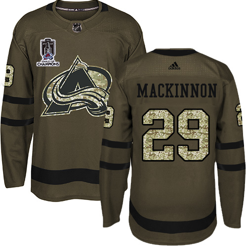 Adidas Colorado Avalanche #29 Nathan MacKinnon Green Youth 2022 Stanley Cup Champions Salute To Service Stitched NHL Jersey Youth->colorado avalanche->NHL Jersey