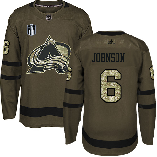 Adidas Colorado Avalanche #6 Erik Johnson Green Youth 2022 Stanley Cup Final Patch Salute to Service Stitched NHL Jersey Youth->youth nhl jersey->Youth Jersey