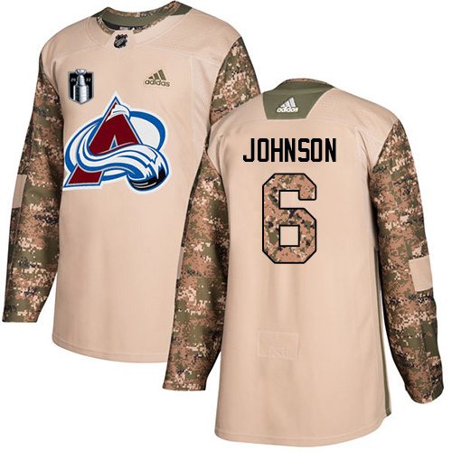 Adidas Colorado Avalanche #6 Erik Johnson Camo Youth 2022 Stanley Cup Final Patch Authentic Veterans Day Stitched NHL Jersey Youth->youth nhl jersey->Youth Jersey