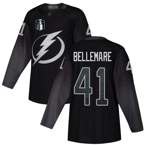 Adidas Tampa Bay Lightning #41 Pierre-Edouard Bellemare Black 2022 Stanley Cup Final Patch Alternate Authentic Stitched Youth NHL Jersey Youth->women nhl jersey->Women Jersey