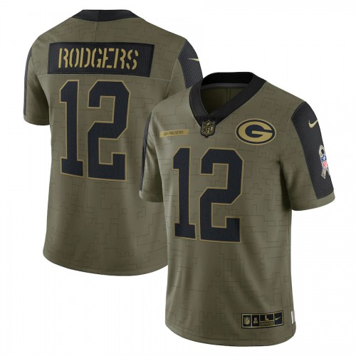 Green Bay Green Bay Packers #12 Aaron Rodgers Olive Nike 2021 Salute To Service Limited Player Jersey Men’s->golden state warriors->NBA Jersey