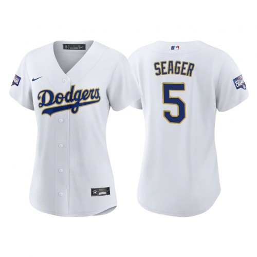 Los Angeles Los Angeles Dodgers #5 Corey Seager Women’s Nike 2021 Gold Program World Series Champions MLB Jersey Whtie Womens->women mlb jersey->Women Jersey