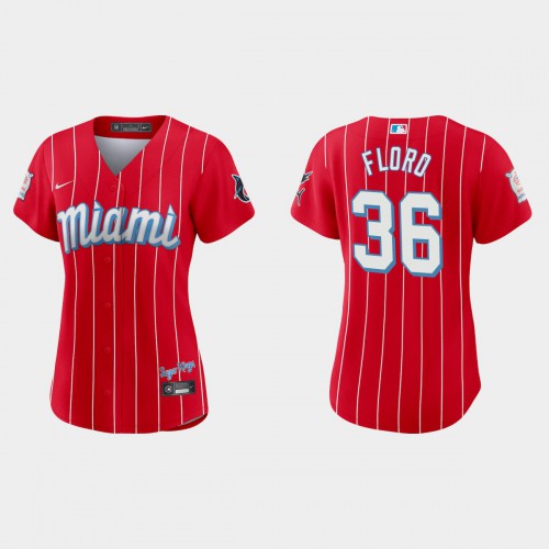 Miami Miami Marlins #36 Dylan Floro Women’s Nike 2021 City Connect Authentic MLB Jersey Red Womens->miami marlins->MLB Jersey