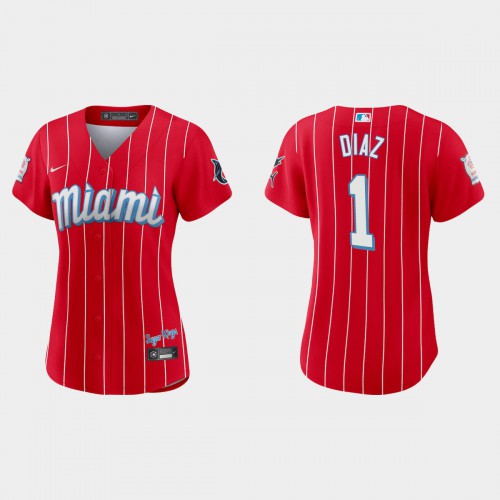 Miami Miami Marlins #1 Isan Diaz Women’s Nike 2021 City Connect Authentic MLB Jersey Red Womens->miami heat->NBA Jersey