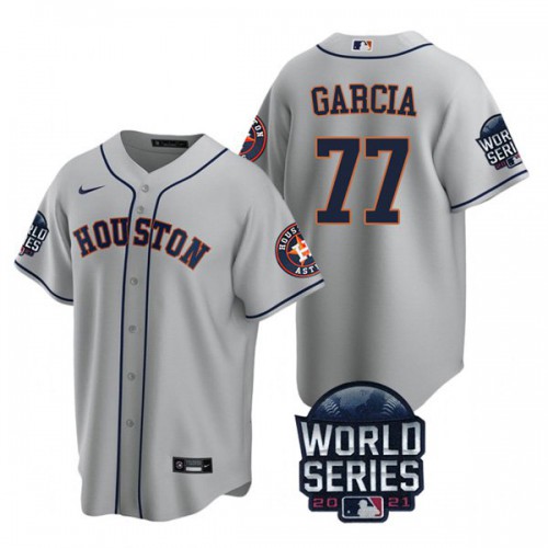 Houston Houston Astros #77 Luis Garcia Youth Nike 150th Anniversary 2021 World Series Game MLB Jersey – Gray Youth->houston astros->MLB Jersey