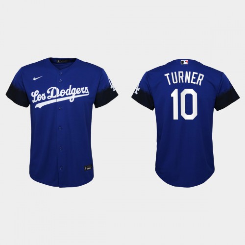 Los Angeles Los Angeles Dodgers #10 Justin Turner Nike Youth 2021 City Connect MLB Jersey Royal Youth->women mlb jersey->Women Jersey