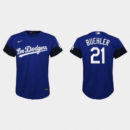 Los Angeles Los Angeles Dodgers #21 Walker Buehler Nike Youth 2021 City Connect MLB Jersey Royal Youth->women mlb jersey->Women Jersey