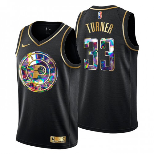 Indiana Indiana Pacers #33 Myles Turner Men’s Golden Edition Diamond Logo 2021/22 Swingman Jersey – Black Men’s->indiana pacers->NBA Jersey