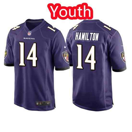 Youth Baltimore Ravens #14 Kyle Hamilton Purple Stitched Jersey->women nfl jersey->Women Jersey
