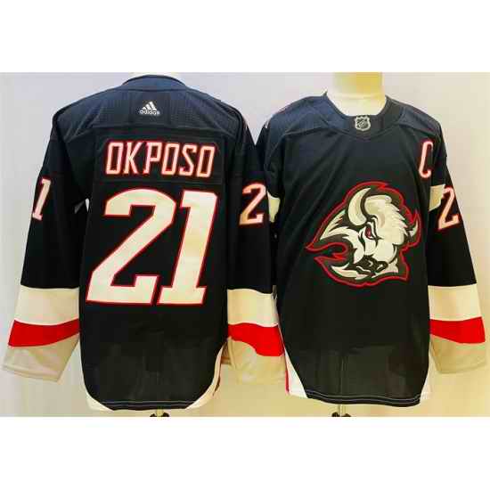 Men Buffalo Sabres #21 Kyle Okposo 2022 23 Black Stitched Jersey->boston bruins->NHL Jersey