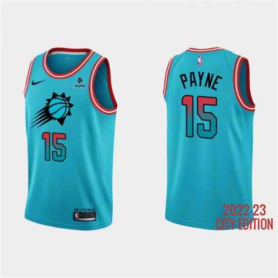 Men Phoenix Suns #15 Cameron Payne Blue 2022 23 City Edition With Black Payple Patch Stitched Basketball Jersey->phoenix suns->NBA Jersey
