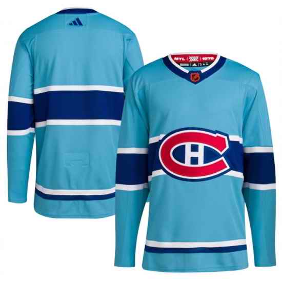 Men Montreal Canadiens Blank Blue 2022 #23 Reverse Retro Stitched Jersey->new jersey devils->NHL Jersey