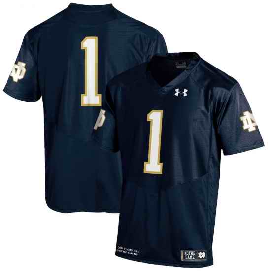 Under Armour #1 Notre Dame Fighting Irish Navy Authentic Football Jersey->michigan wolverines->NCAA Jersey
