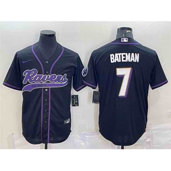 Men Baltimore Ravens #7 Rashod Bateman Black With Patch Cool Base Stitched Baseball Jersey->arizona cardinals->NFL Jersey