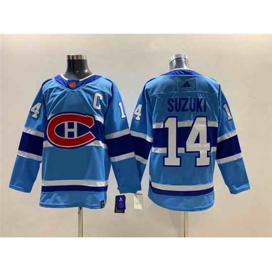 Men Montreal Canadiens #14 Nick Suzuki 2022 23 Reverse Retro Stitched Jersey->minnesota wild->NHL Jersey