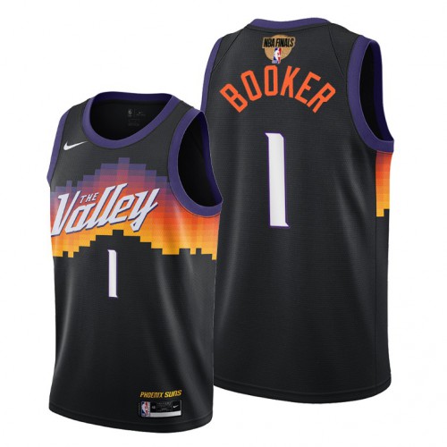 Nike Phoenix Suns #1 Devin Booker Men’s 2021 NBA Finals Bound City Edition Jersey Black Men’s->phoenix suns->NBA Jersey