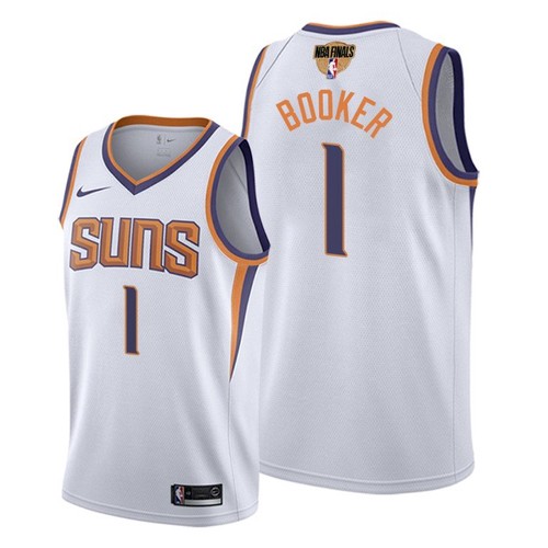 Nike Phoenix Suns #1 Devin Booker Men’s 2021 NBA Finals Bound Swingman Association Edition Jersey White Men’s->phoenix suns->NBA Jersey