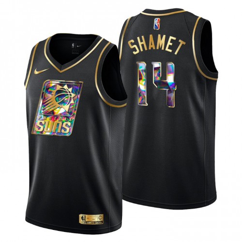 Phoenix Phoenix Suns #14 Landry Shamet Men’s Golden Edition Diamond Logo 2021/22 Swingman Jersey – Black Men’s->phoenix suns->NBA Jersey