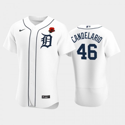 Detroit Detroit Tigers #46 Jeimer Candelario Men’s Nike Authentic 2021 Memorial Day MLB Jersey – White Men’s->detroit tigers->MLB Jersey