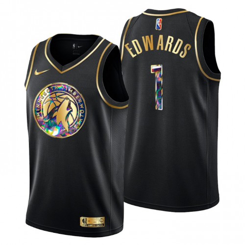 Minnesota Minnesota Timberwolves #1 Anthony Edwards Men’s Golden Edition Diamond Logo 2021/22 Swingman Jersey – Black Men’s->youth nba jersey->Youth Jersey