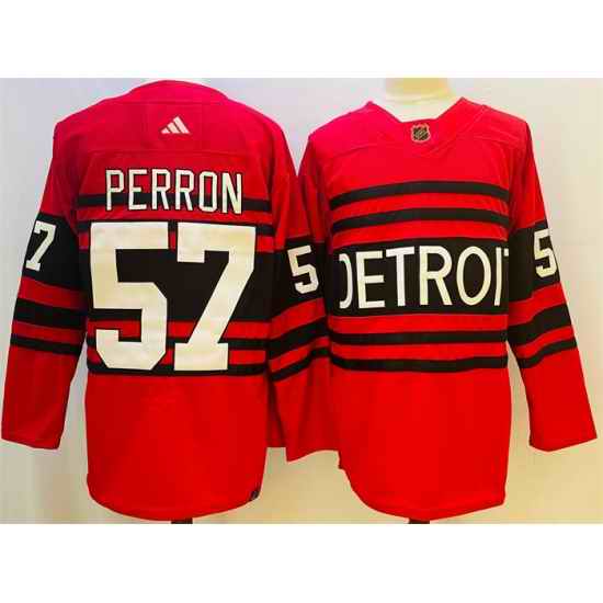 Men Detroit Red Wings 57 David Perron Red 2022 #23 Reverse Retro Stitched Jersey->edmonton oilers->NHL Jersey