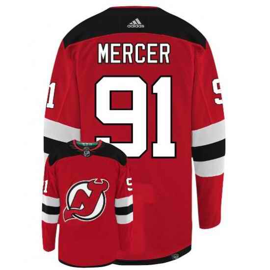 Men New Jersey Devils Dawson Mercer #91 Adidas Red Authentic NHL Hockey Jersey->boston bruins->NHL Jersey