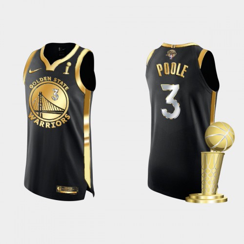 Golden State Golden State Warriors #3 ordan Poole Men’s Nike Golden Black 2021-22 NBA Finals Champions Authentic Jersey Men’s->golden state warriors->NBA Jersey