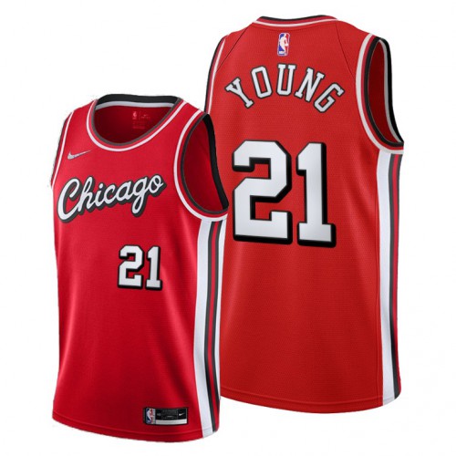 Chicago Chicago Bulls #21 Thaddeus Young Women’s 2021-22 City Edition Red NBA Jersey Womens->youth nba jersey->Youth Jersey