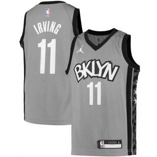 Men Jordan Brand Brooklyn Nets #11 Kyrie Irving Grey Classic Edition Stitched Basketball Jersey->utah jazz jerseys jerseys->NBA Jersey