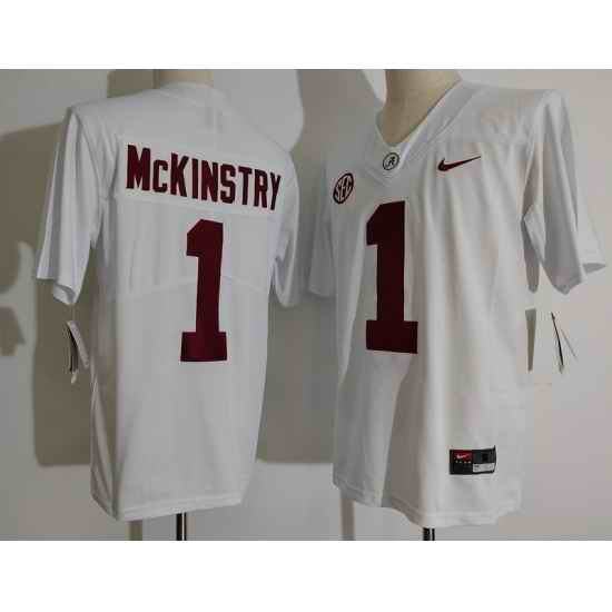 Men Alabama Crimson Tide #1 Ga'Quincy McKinstry White College Football Jersey->ohio state buckeyes->NCAA Jersey