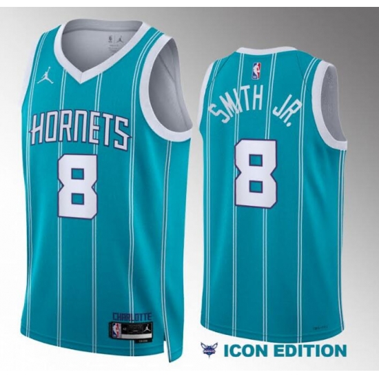 Dennis Smith Jr. Charlotte Hornets #8 Teal Jersey 2022-23 Icon Edition Swingman->colorado avalanche->NHL Jersey