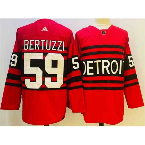 Men Detroit Red Wings 59 Tyler Bertuzzi Red 2022 #23 Reverse Retro Stitched Jersey->edmonton oilers->NHL Jersey