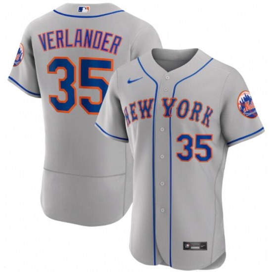 Men New York Mets Justin Verlander  #35 Gray Cool Base Stitched MLB jersey->women mlb jersey->Women Jersey
