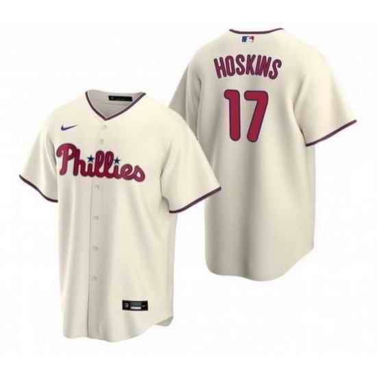 Men Philadelphia Phillies #17 Rhys Hoskins Cream Cool Base Stitched Baseball Jersey->philadelphia phillies->MLB Jersey