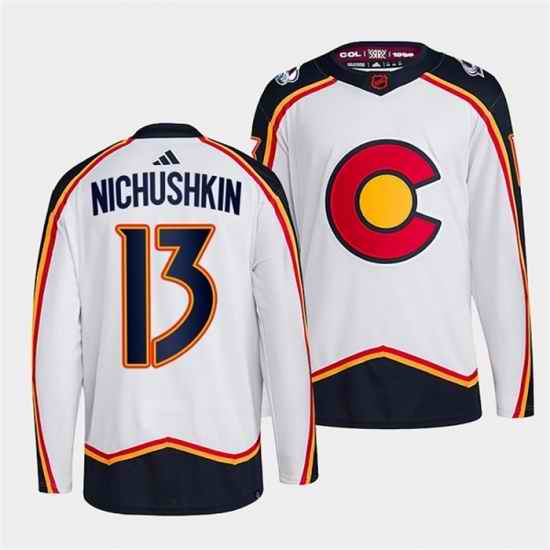 Men Colorado Avalanche #13 Valeri Nichushkin White 2022 23 Reverse Retro Stitched Jersey->carolina hurricanes->NHL Jersey