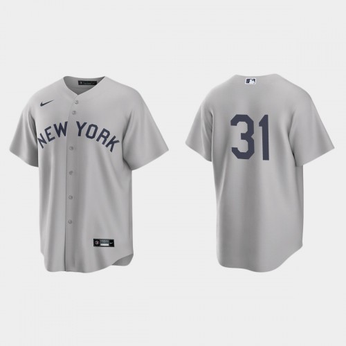 New York New York Yankees #31 Aaron Hicks Men’s Nike Gray 2021 Field of Dreams Game MLB Jersey Men’s->new york yankees->MLB Jersey