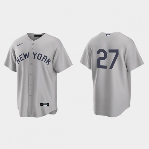 New York New York Yankees #27 Giancarlo Stanton Men’s Nike Gray 2021 Field of Dreams Game MLB Jersey Men’s->new york yankees->MLB Jersey