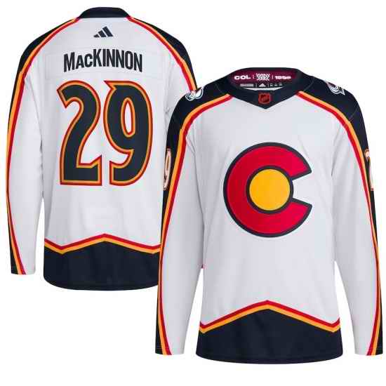 Men Colorado Avalanche 29 MacKINNON 2022 #23 White Reverse Retro Stitched Jersey->dalls stars->NHL Jersey