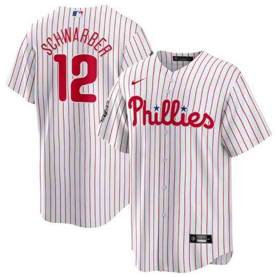 Men Philadelphia Phillies #12 Kyle Schwarber White 2022 World Series Cool Base Stitched Baseball Jersey->minnesota twins->MLB Jersey