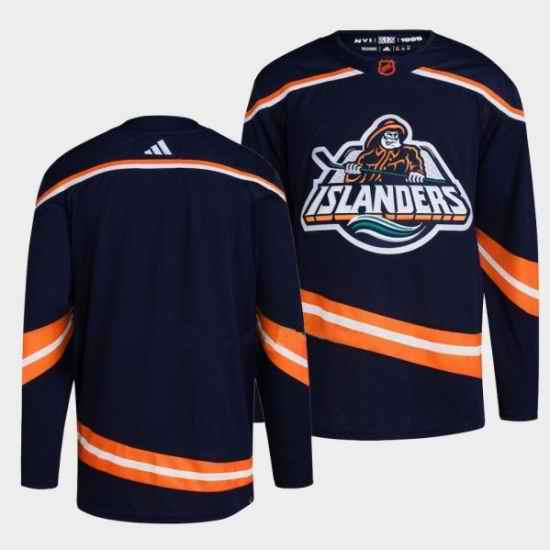 Men New York Islanders Blank Navy 2022 #23 Reverse Retro Stitched Jersey->new jersey devils->NHL Jersey