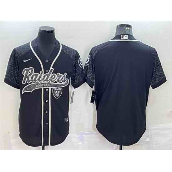 Men Las Vegas Raiders Blank Black Reflective With Patch Cool Base Stitched Baseball Jersey->los angeles chargers->NFL Jersey