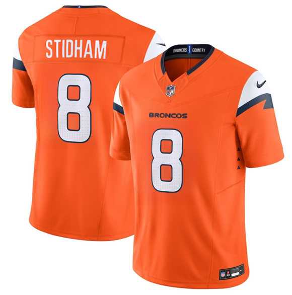 Mens Denver Broncos #8 Jarrett Stidham Orange 2025 F.U.S.E. Vapor Limited Stitched Jersey->->