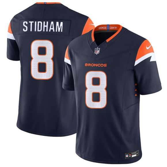 Mens Denver Broncos #8 Jarrett Stidham Navy 2025 F.U.S.E. Vapor Limited Stitched Jersey->->