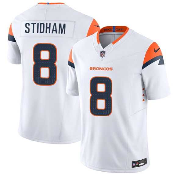 Mens Denver Broncos #8 Jarrett Stidham White 2025 F.U.S.E. Vapor Limited Stitched Jersey->->